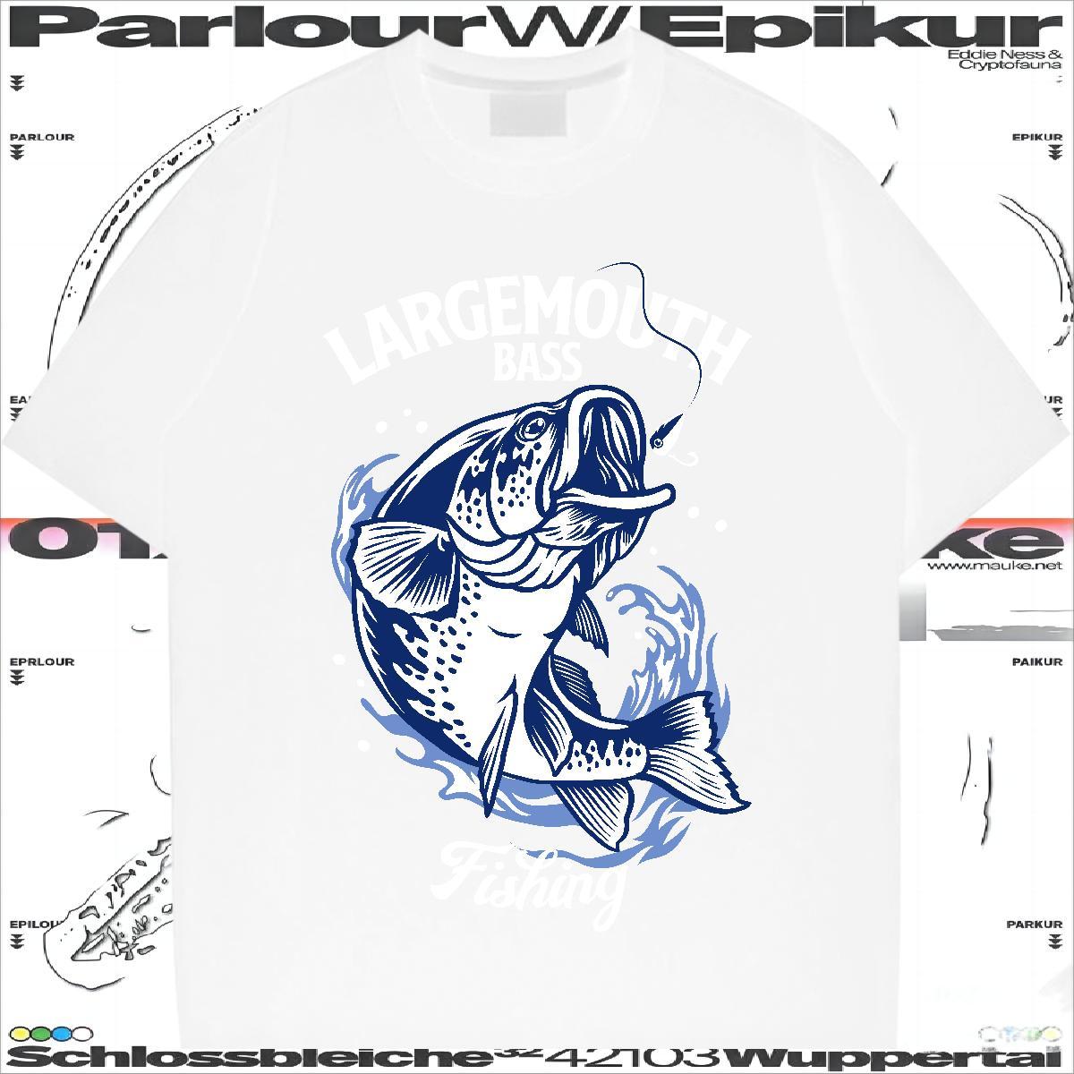 Free Shipping Mens T Shirts 230g Pure Cotton fish Street Wear Tees Crew Neck Breathable Popular Men Tops Tees Customized Print