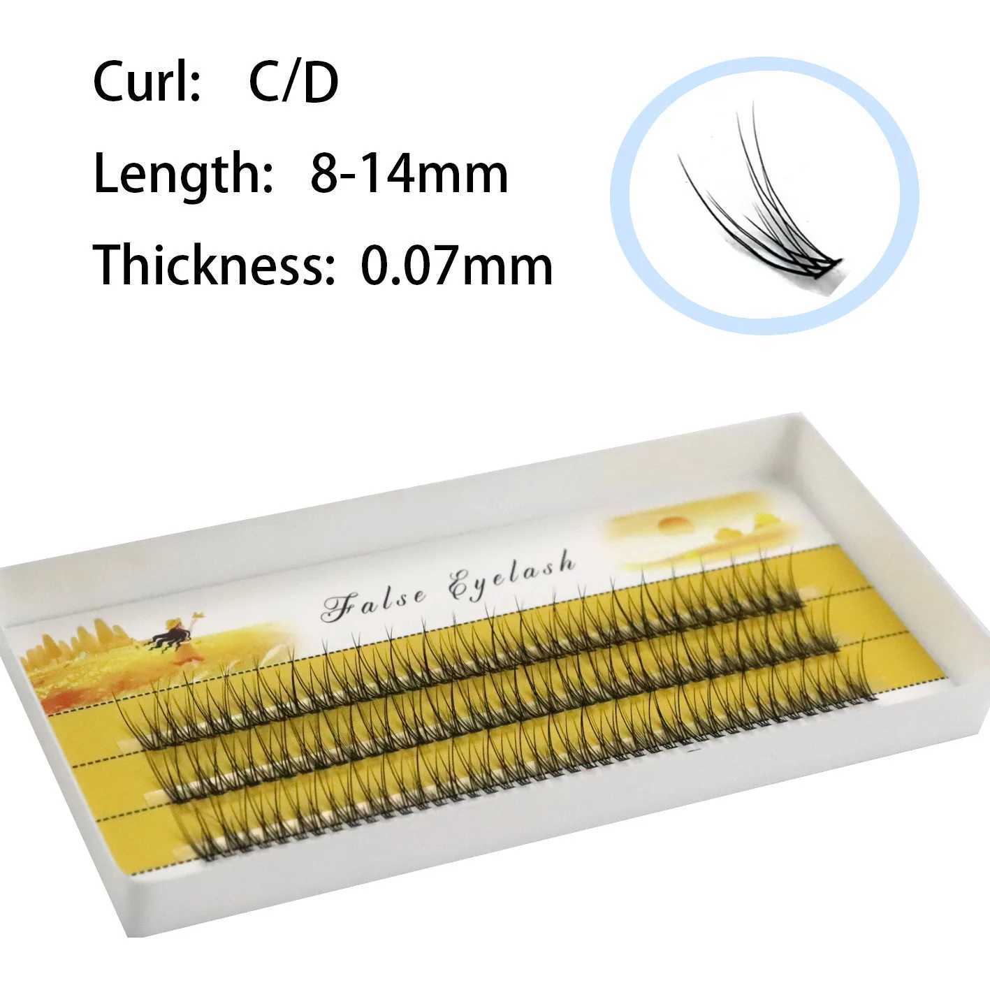 120 clusters/box natural eyelash cross style 0.07mm thick fish tail single cluster hair soft curly swallow tail false eyelashes W240803