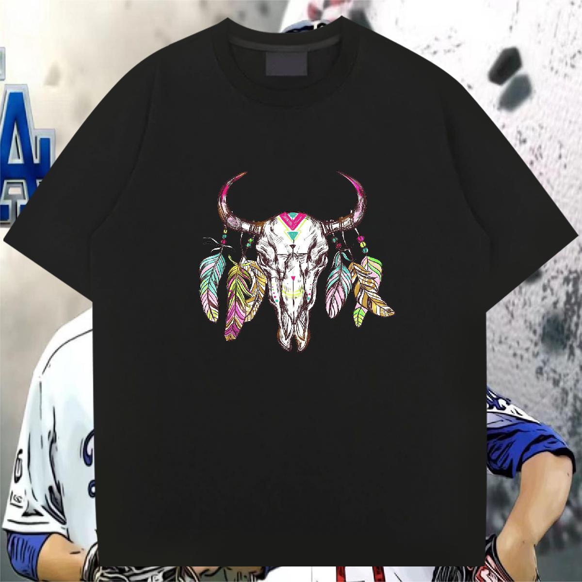 Fashion New Man T Shirts 230g 100% Cotton Deer Sport Tee Shirt Breathable Crew Neck Comfortable Men Tshirts Oversized 3XL 4XL
