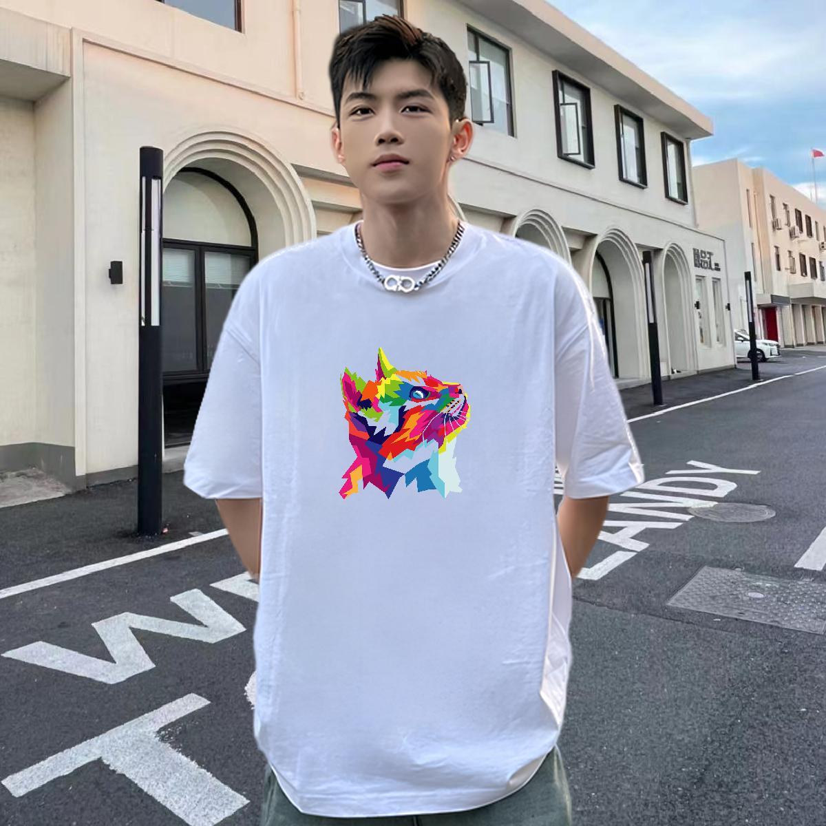 New Arrival T-Shirts 230g Pure Cotton cute Anime Printing Street Tees Short Sleeve O-Neck Soft Men Tops Tees Plus Size Custom