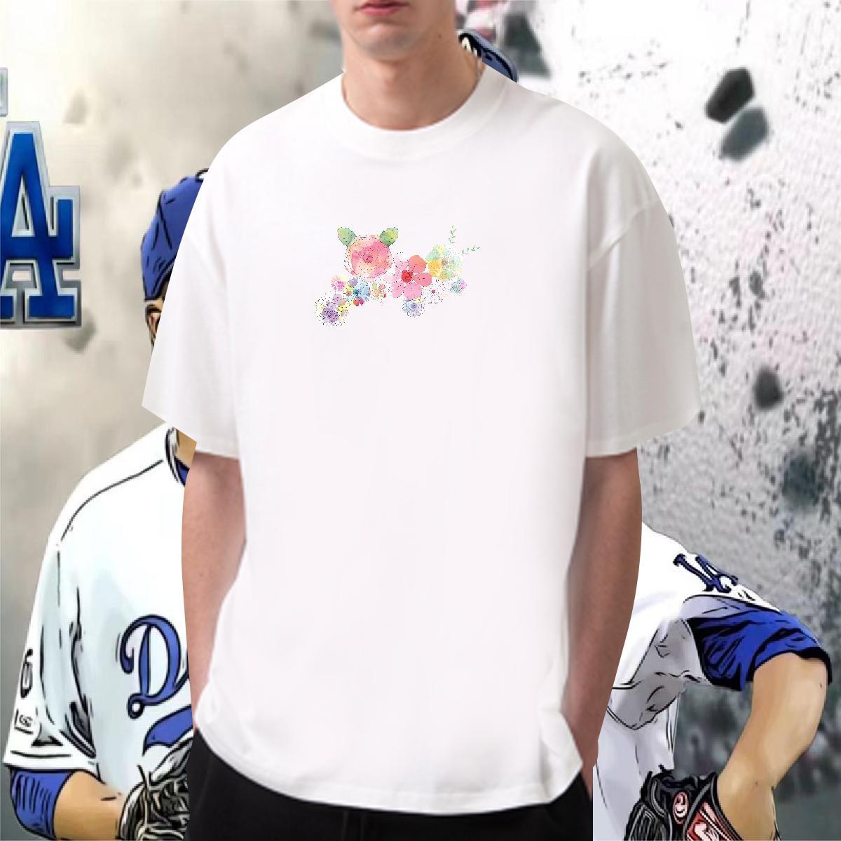 2024 Designer T Shirt For Man 100% Cotton 230g flower Home Outdoor Top Tees Breathable Short Sleeve Soft Men Clothes T-Shirt Black Oversized