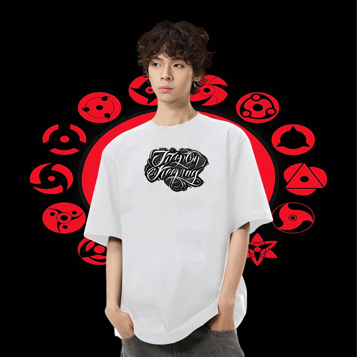 TOP Quality Men Clothes T-Shirt 230g Cotton Spring Summer letter Anime Crew Neck Breathable Classic Casual T shirt Tops Tees