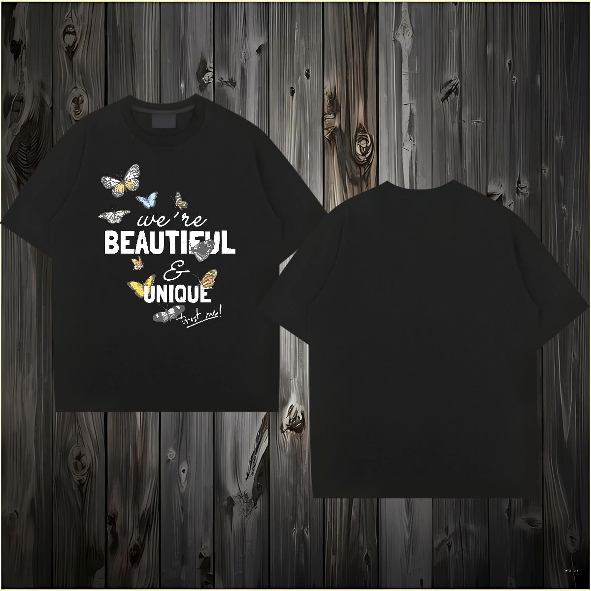 Man T Shirts 230g 100% Cotton Butterfly Sports Casual Pure Cotton Cartoon Printing L-4XL Men Tees Factory Direct Loose Tshirts