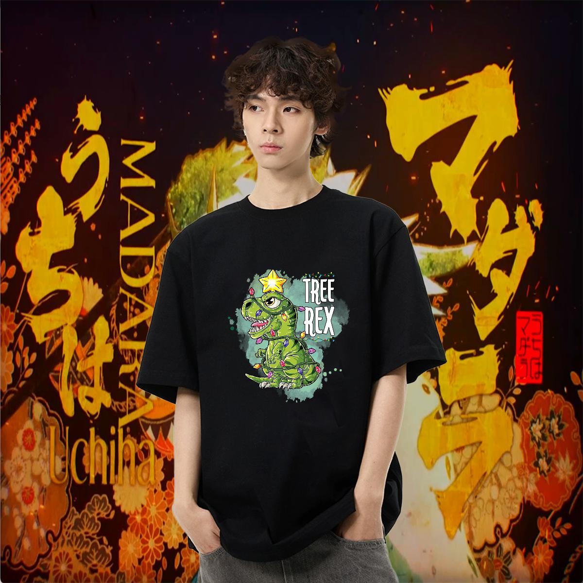 Classic Casual Man T Shirts 230g Cotton dinosaur Street Wear Tshirts Breathable Cool Mens Tshirts Custom Print Plus Size