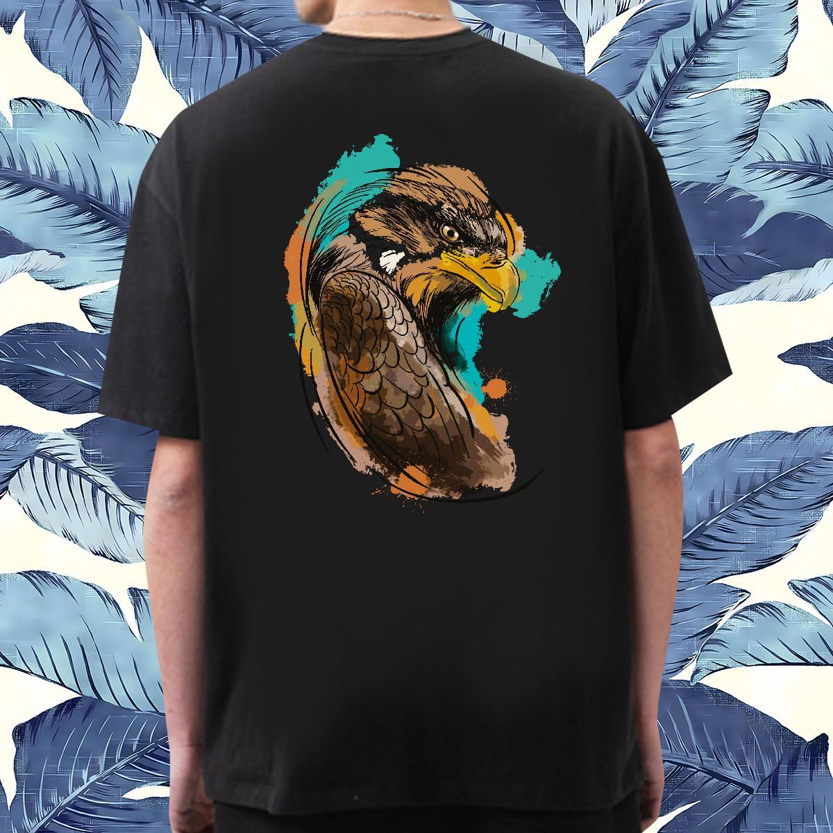 Soft Men Tops Tees 230g Pure Cotton eagle T Shirts Men Sport Round Neck Short Sleeve Cartoon Printing L-4XL Designer Tshirts