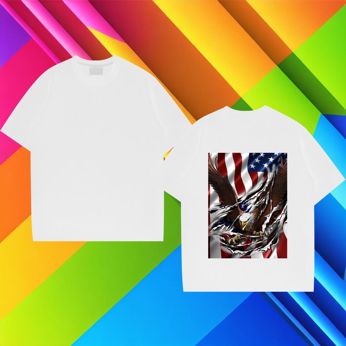 2024 Men T Shirts 100% Cotton 230g eagle Sports Casual Clothings Round Neck Short Sleeve Soft Men Tops Tees DIY Printed