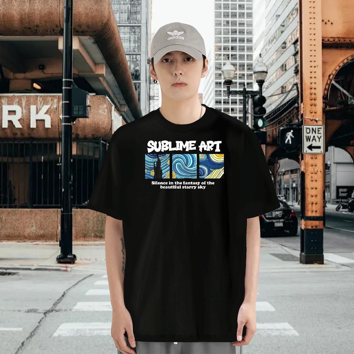 T-Shirts 100% Cotton 230g painting Street Wear Crew Neck Custom Print Plus Size Tshirt for Man Woman New Arrival Soft Tees Shirts