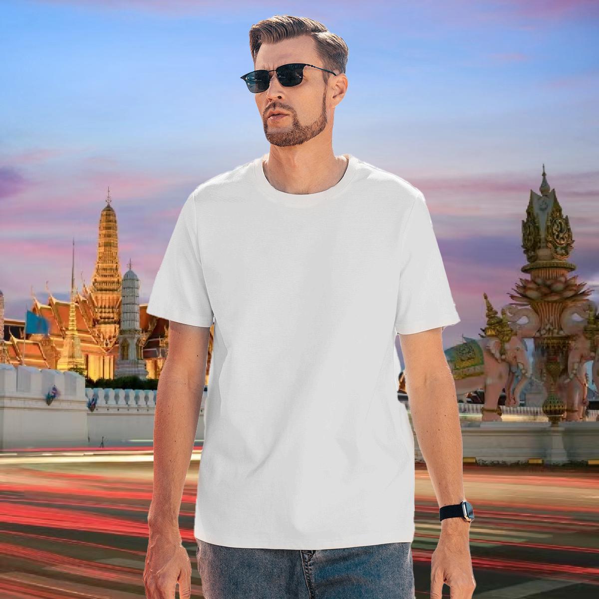 T Shirt For Man 230g Cotton Geometric line Daily Wear Breathable Crew Neck Floral Print Tshirt for Man Woman Classic TOP Quality Clothings