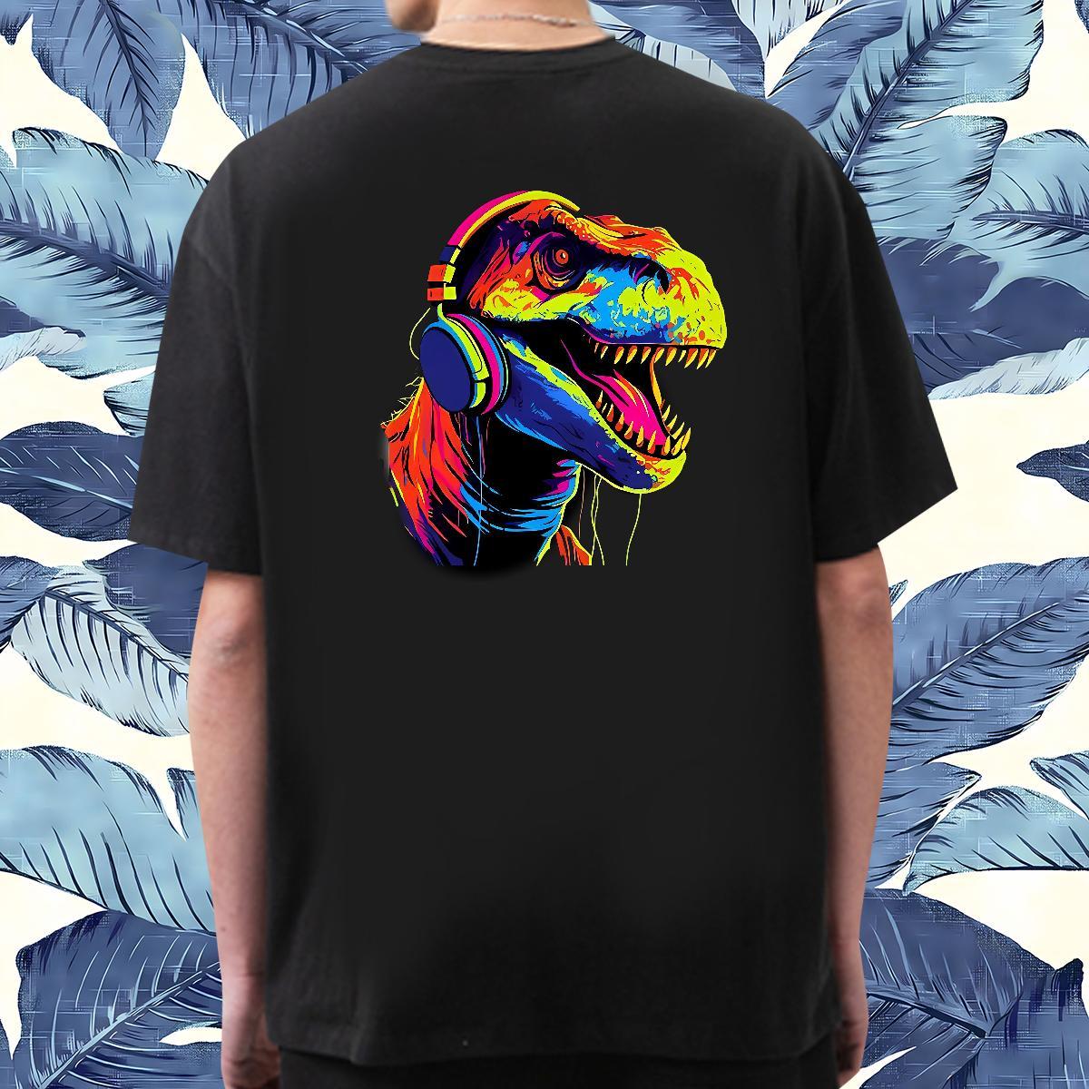Fashion Design T Shirt For Man 230g Cotton dinosaur Casual Daily Wear Polos Short Sleeve O-Neck Soft Mens Tshirts Asian Size