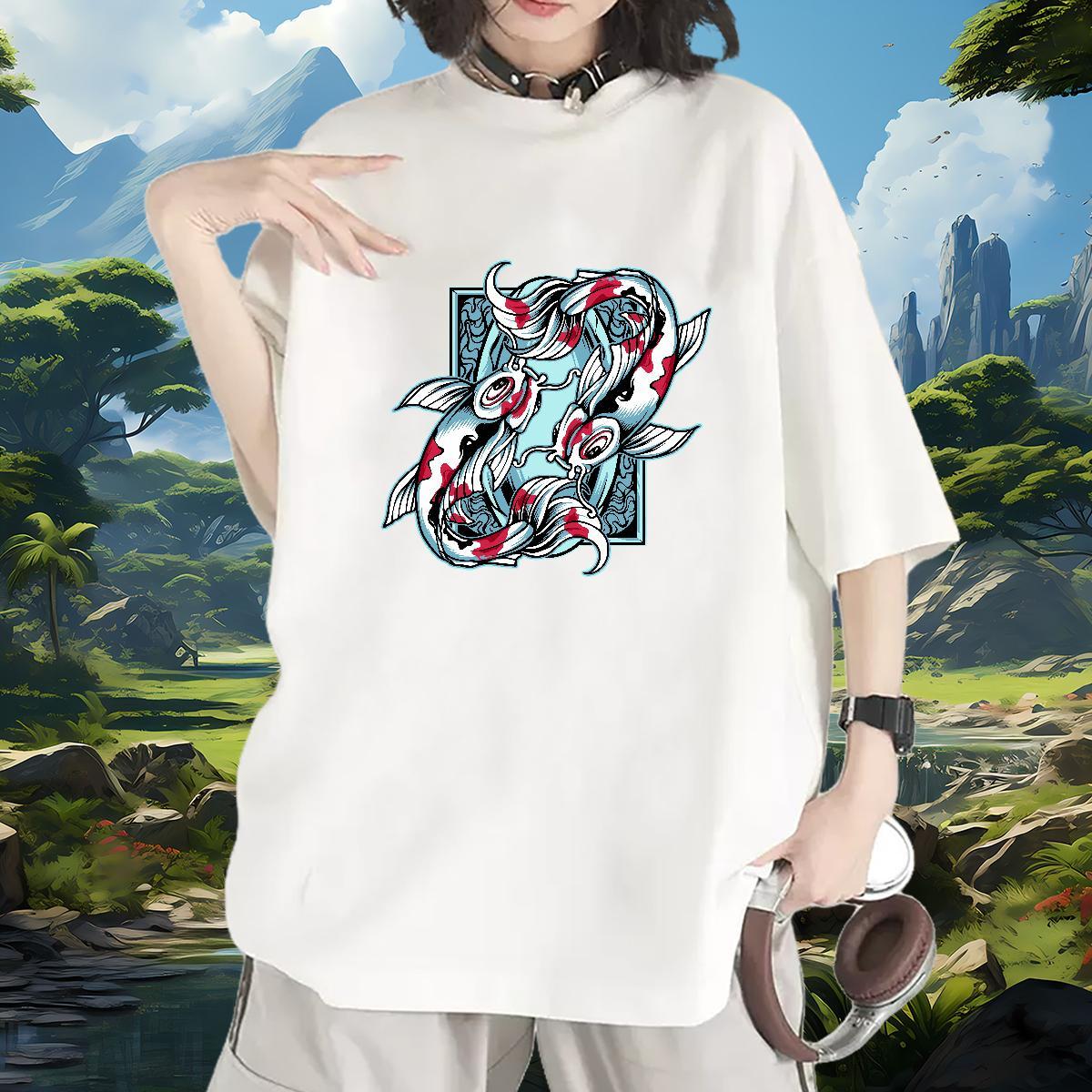 Brand T-Shirts Breathable Women Tshirts Cartoon Anime sick fish Hip Hop 230g Pure Cotton New Arrival Tees Shirts