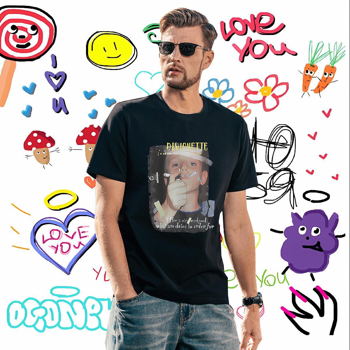 T Shirts Men 230g 100% Cotton portrait Spring Summer Breathable White Plus Size Tshirt for Man Woman Fashion Designer Cool Tshirts