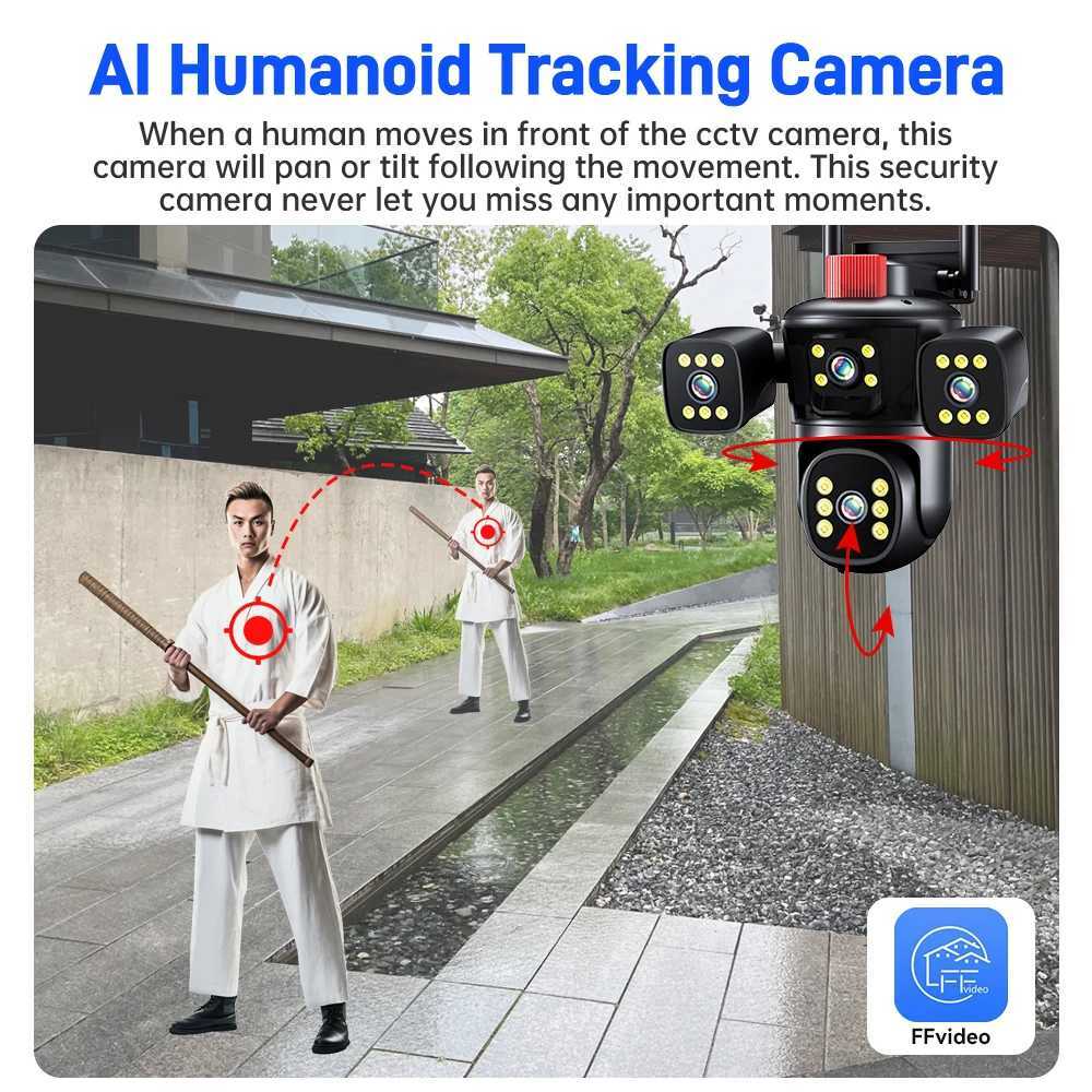 DIFANG 4 Screen CCTV Outdoor WIFI Security Camera Night Vision Two-Way audio outside waterproof 8MP 360 wireless IP CameraM240806