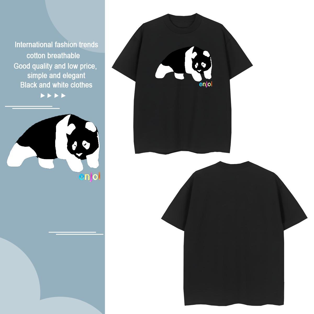 T Shirts Men 100% Cotton 230g cat Hip Hop Breathable Crew Neck Cartoon Print Mens Tshirts Fashion Design Loose Fit Clothes