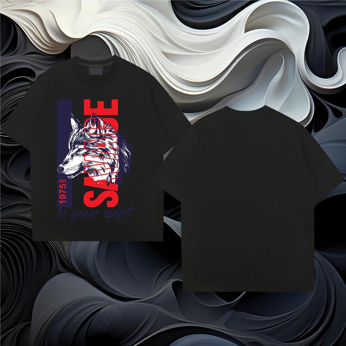 Designer Fashion Men T Shirts 230g Cotton wolf Spring Summer Tees O Neck Short Sleeves Comfortable Men Clothes T-Shirt Customized Print