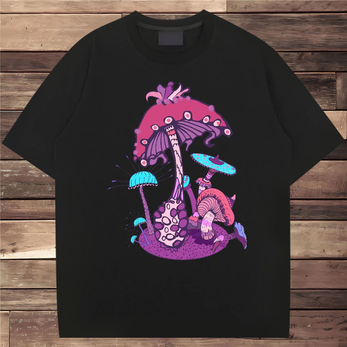 Free Shipping Man T Shirts 230g Cotton mushroom Sports Casual Clothes O Neck Short Sleeves Designer Men Tops Tees Custom Print Plus Size
