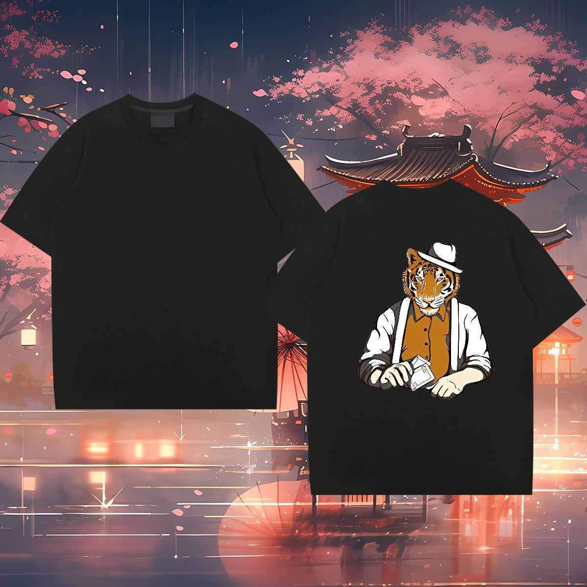 2024 Designer T Shirt For Man 230g Cotton tiger Summer Casual Polos O-Neck Short Sleeve Comfortable Men Tees DIY Logo Oversized