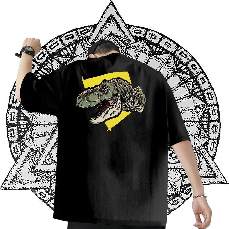 Custom Man T Shirts 230g Pure Cotton dinosaur Casual Daily Wear Polos O Neck Short Sleeves Brand Men Tops Tees DIY Printed