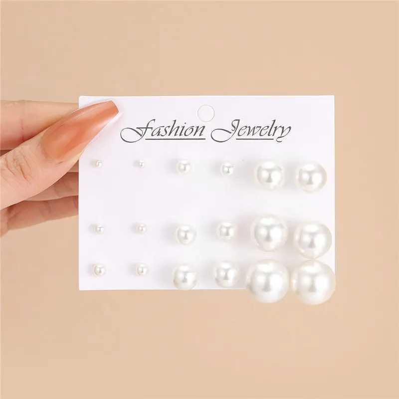Modyle 2024 new white simulated pearl earring set suitable for women large and small ball earrings wedding jewelry Brincos Bijoux W240803