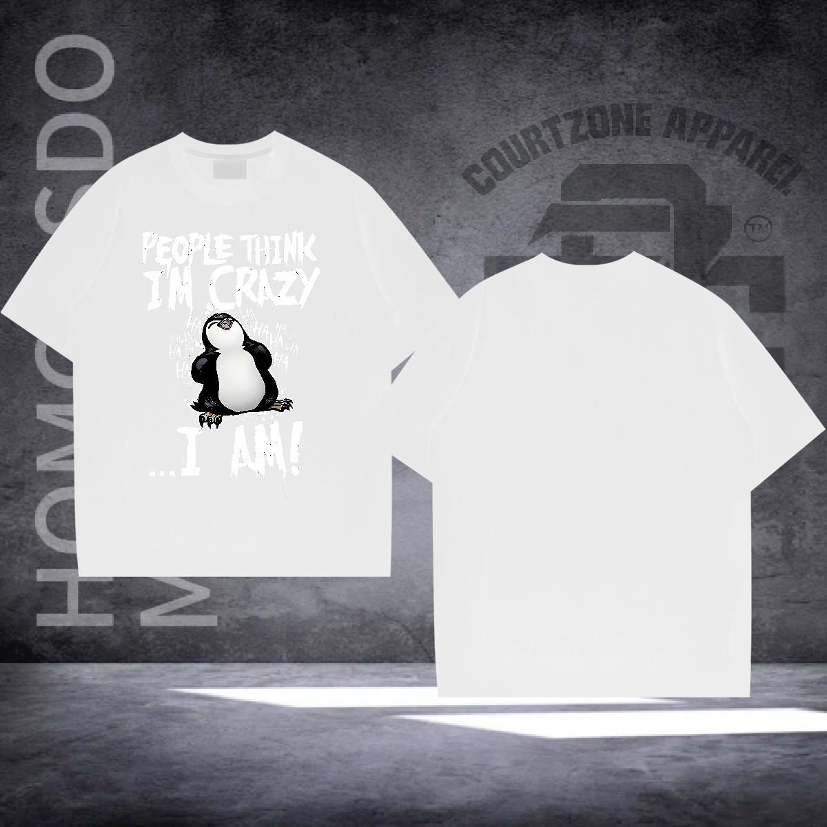 Wholesale T Shirts Men 230g Pure Cotton penguin Daily Wear Tops Shirt Breathable Crew Neck Free Shipping Couples T Shirts White Plus Size