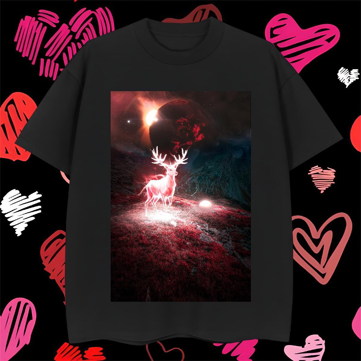 Designer Fashion T-Shirts for Men 230g 100% Cotton Deer Street Wear Clothings Breathable Short Sleeve Comfortable Mens Tshirts Anime Print