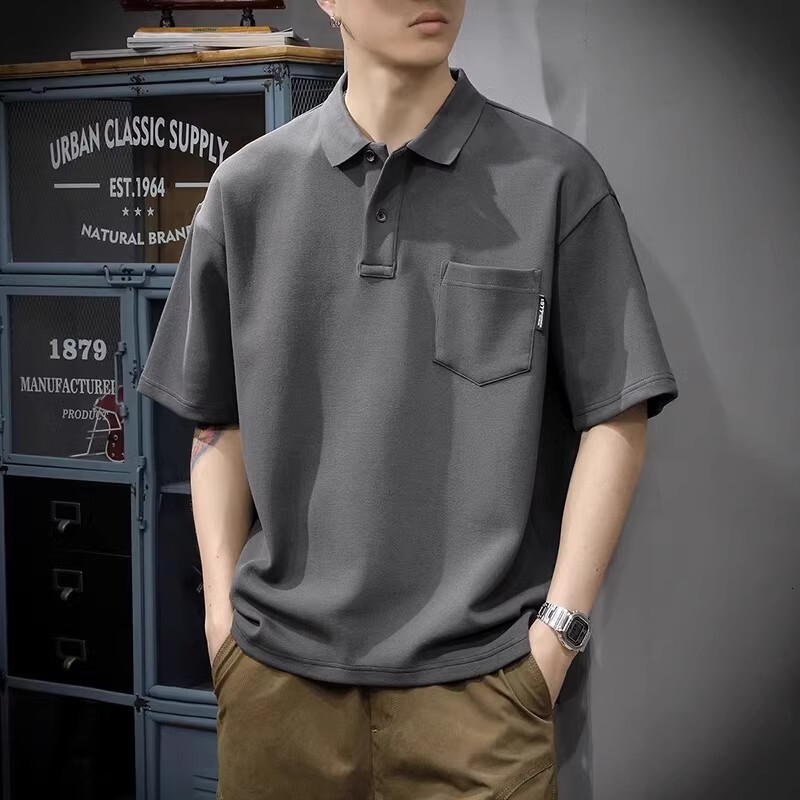 American fashion brand short polo for men in summer, big size, half sleeved business casual collar T-shirt, Paul shirt