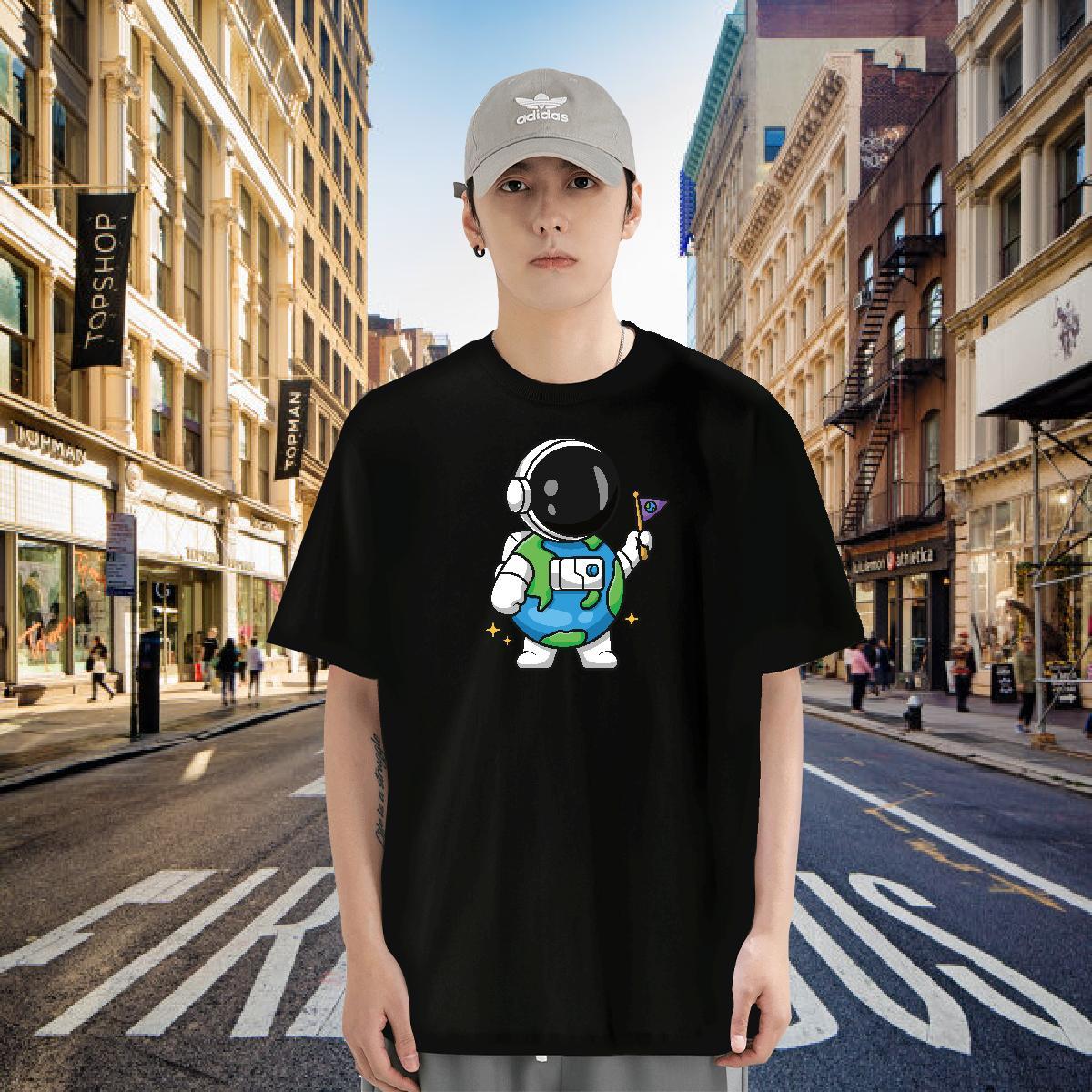 Man T Shirts 230g 100% Cotton cosmonaut Daily Outfit Crew Neck Plus Size Custom Couples T Shirts Designer Fashion Soft Clothings