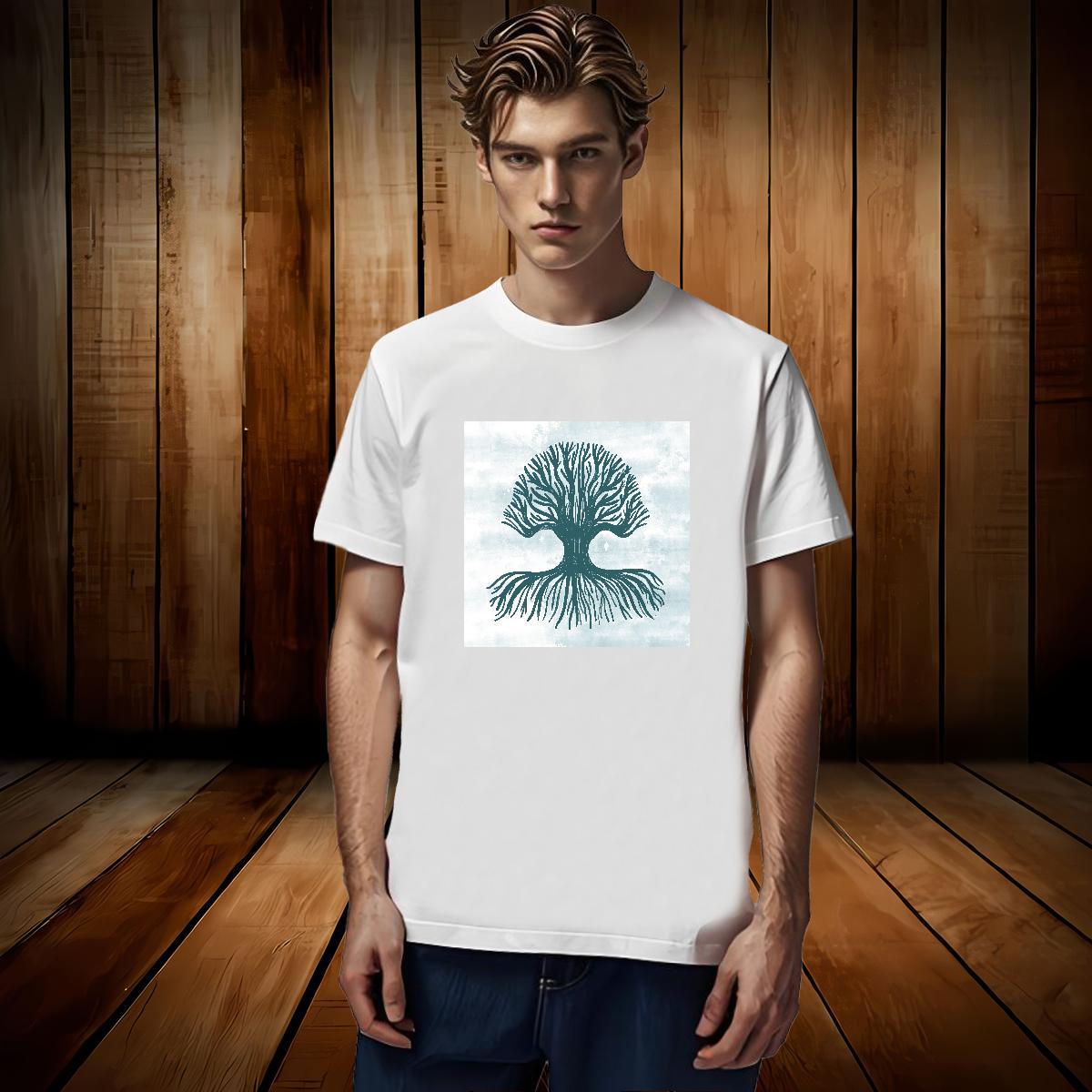 Designer T Shirts Men 230g Cotton tree Casual Beach Tops Tees Crew Neck Brand Men Tops Tees Cartoon Printing L-4XL