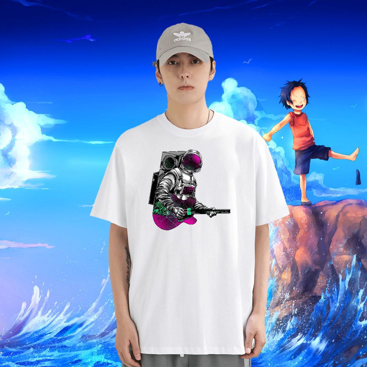 Men T Shirts 230g Cotton universe Sports Casual Breathable Short Sleeve Anime Print Men Tshirts 2024 Designer Cool Tops