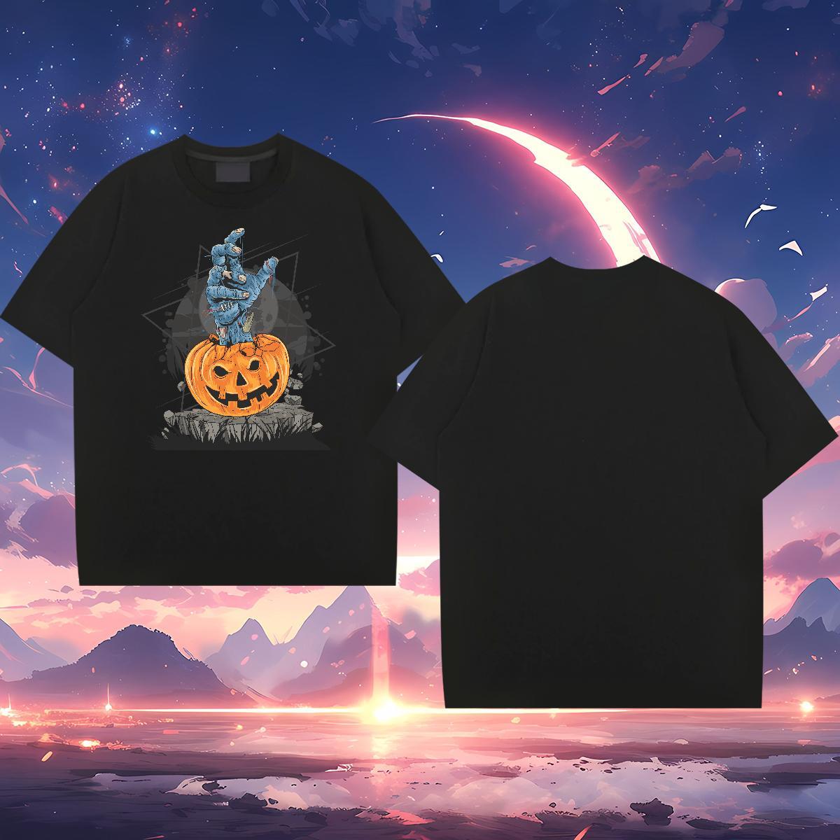 Factory Direct Men T Shirts 230g 100% Cotton Halloween Spring Summer Top Tees Breathable Short Sleeve Unisex Men Clothes T-Shirt DIY Logo Oversized