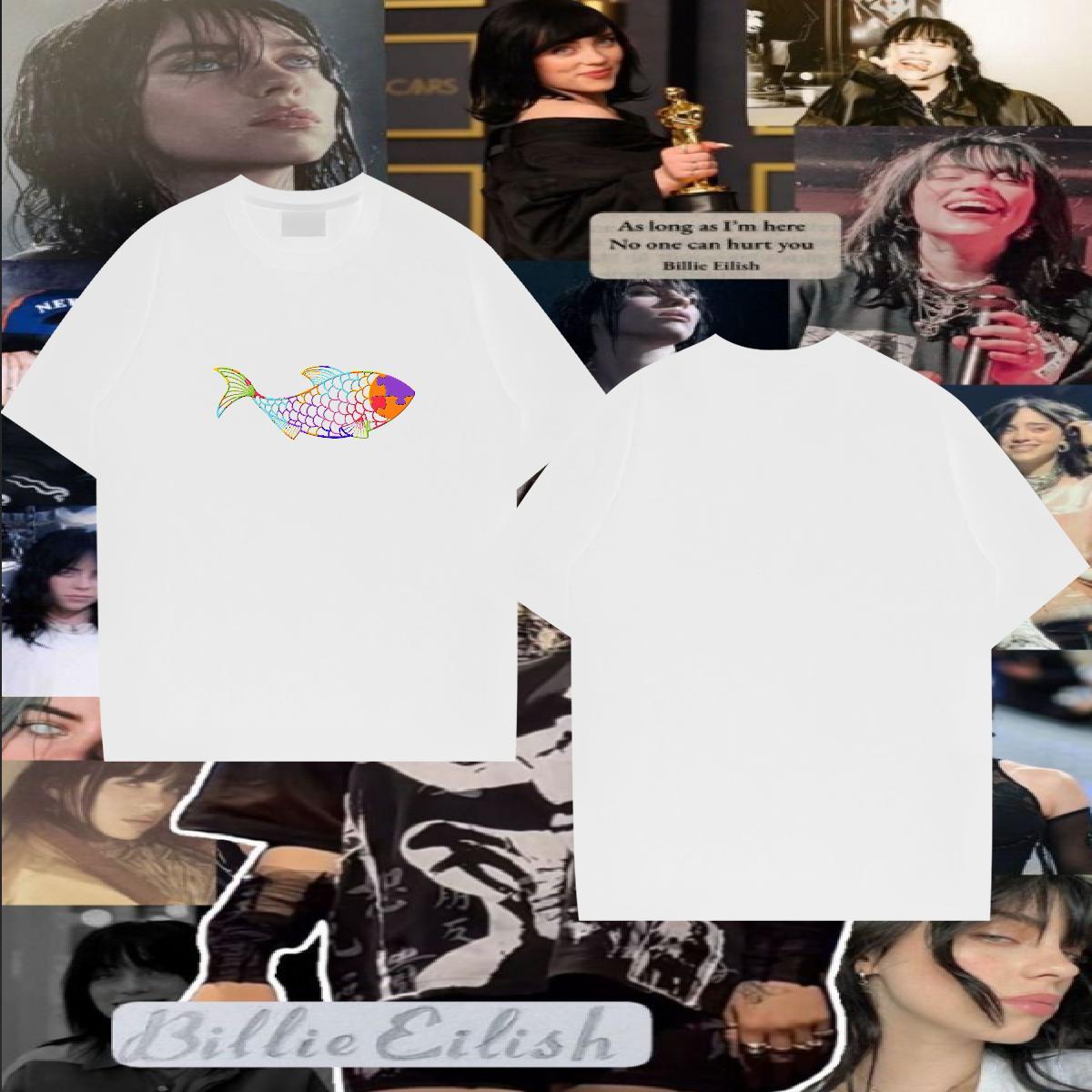 Customized T-Shirts for Men 100% Cotton 230g fish Beach Tops Shirt Short Sleeve O-Neck Brand Tshirt for Man Woman Custom Printed