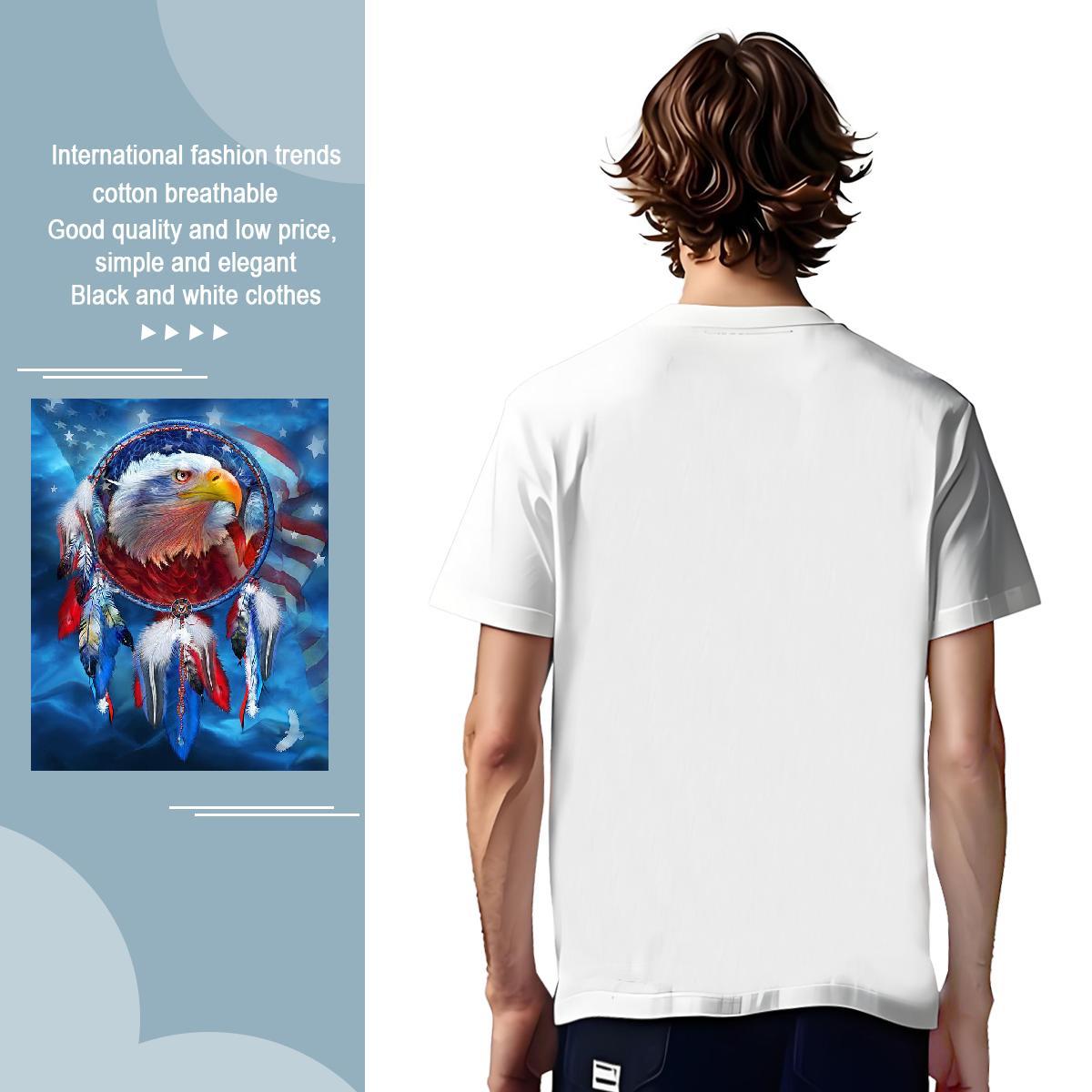 T shirt 100% Cotton 230g eagle Street Wear O Neck Short Sleeves Oversized 4XL Men Tshirts DIY Customized Comfortable Polos