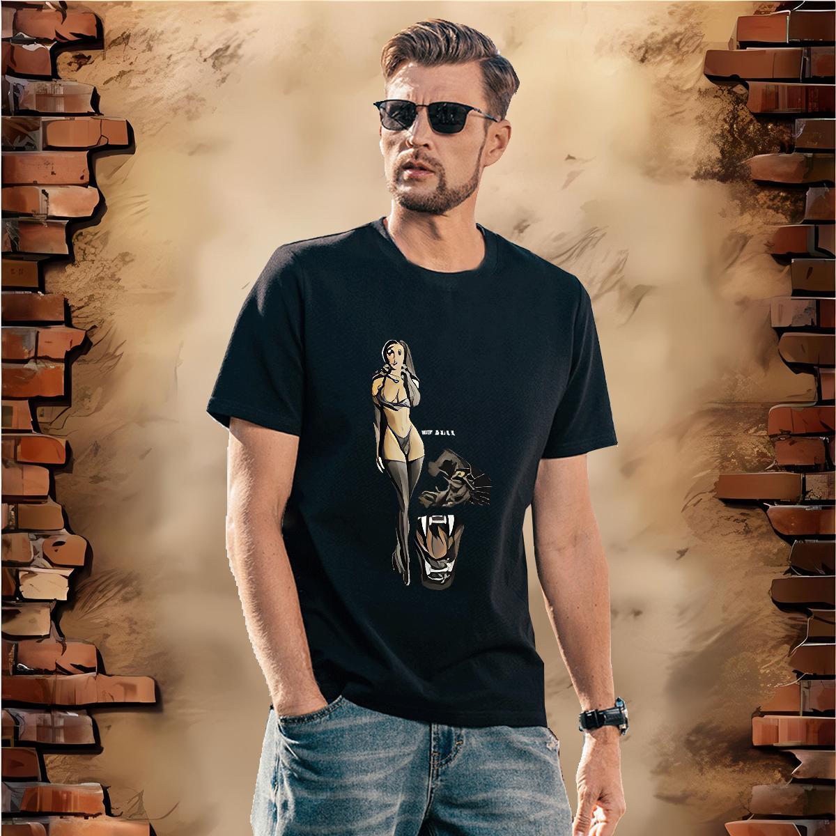 T Shirts Men 230g 100% Cotton person Anime Printing Street Breathable Short Sleeve Graphic Mens Tshirts Designer Fashion Cool Design Tee Shirt