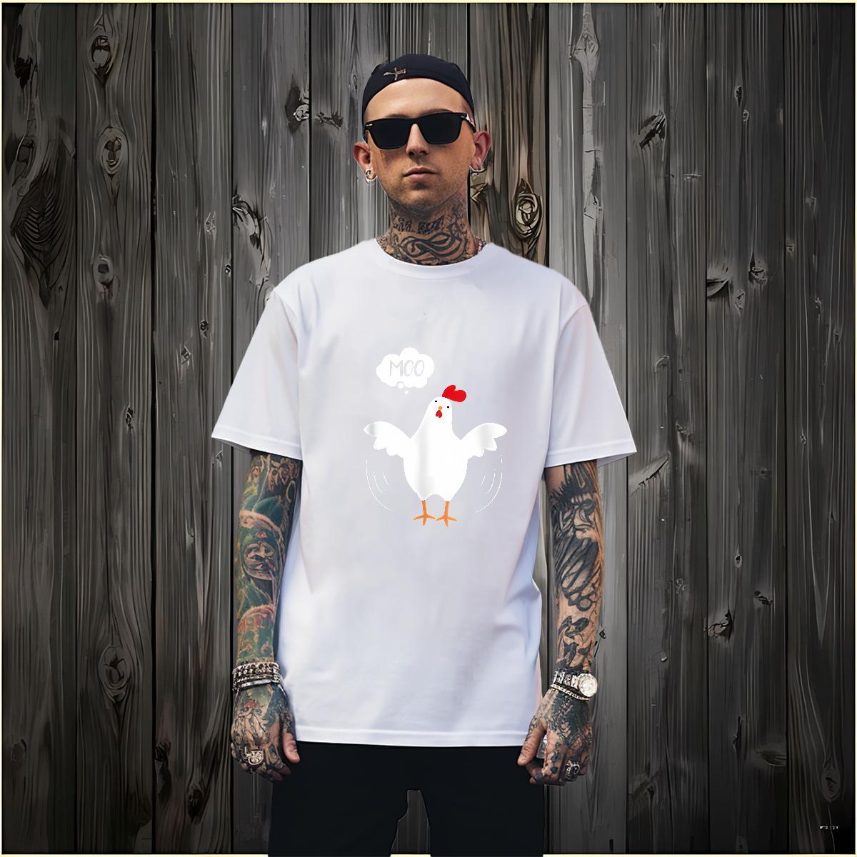 T-Shirts 230g Pure Cotton chicken Hip Hop Street Breathable Crew Neck Black Oversized Men Tshirts New Arrival Popular Tops