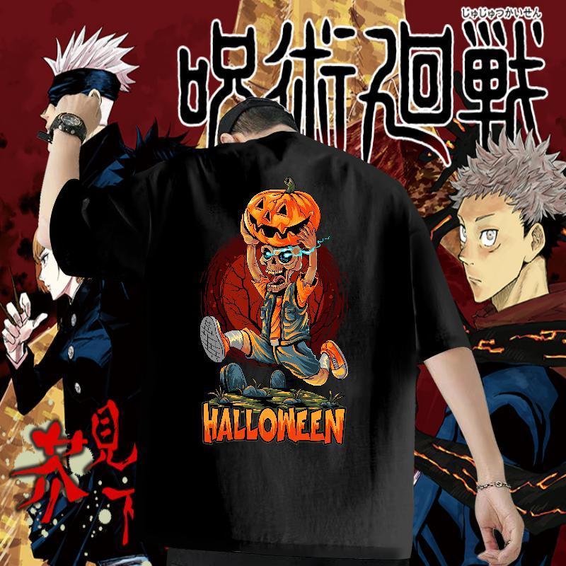 Customized T Shirts Men 230g Pure Cotton Halloween Home Outdoor Tops Shirt O-Neck Short Sleeve Cool Men Tshirts Oversized