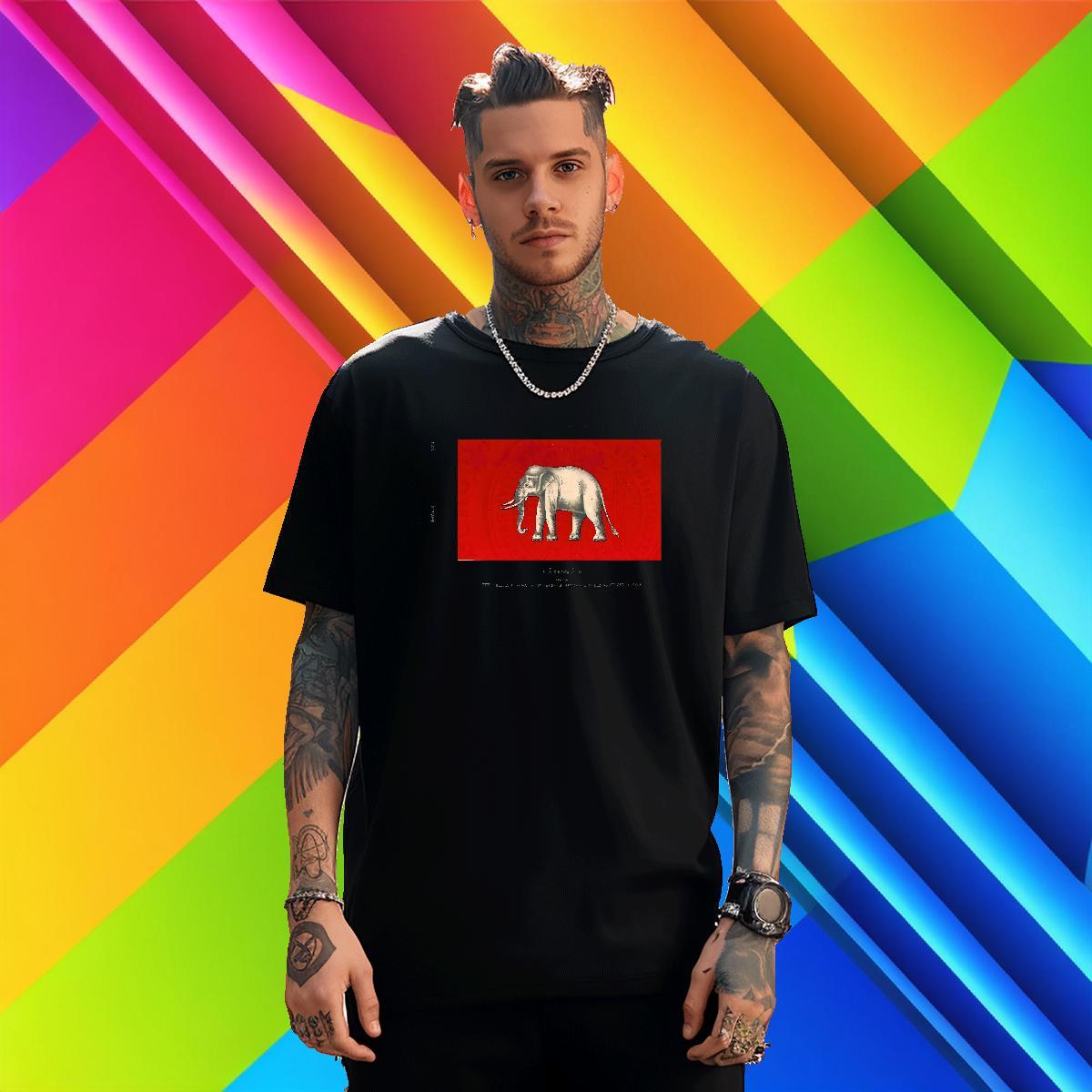 Comfortable Men Clothes T-Shirt 100% Cotton 230g elephant Man T Shirts Hip Hop Breathable Short Sleeve Graphic Custom Polos