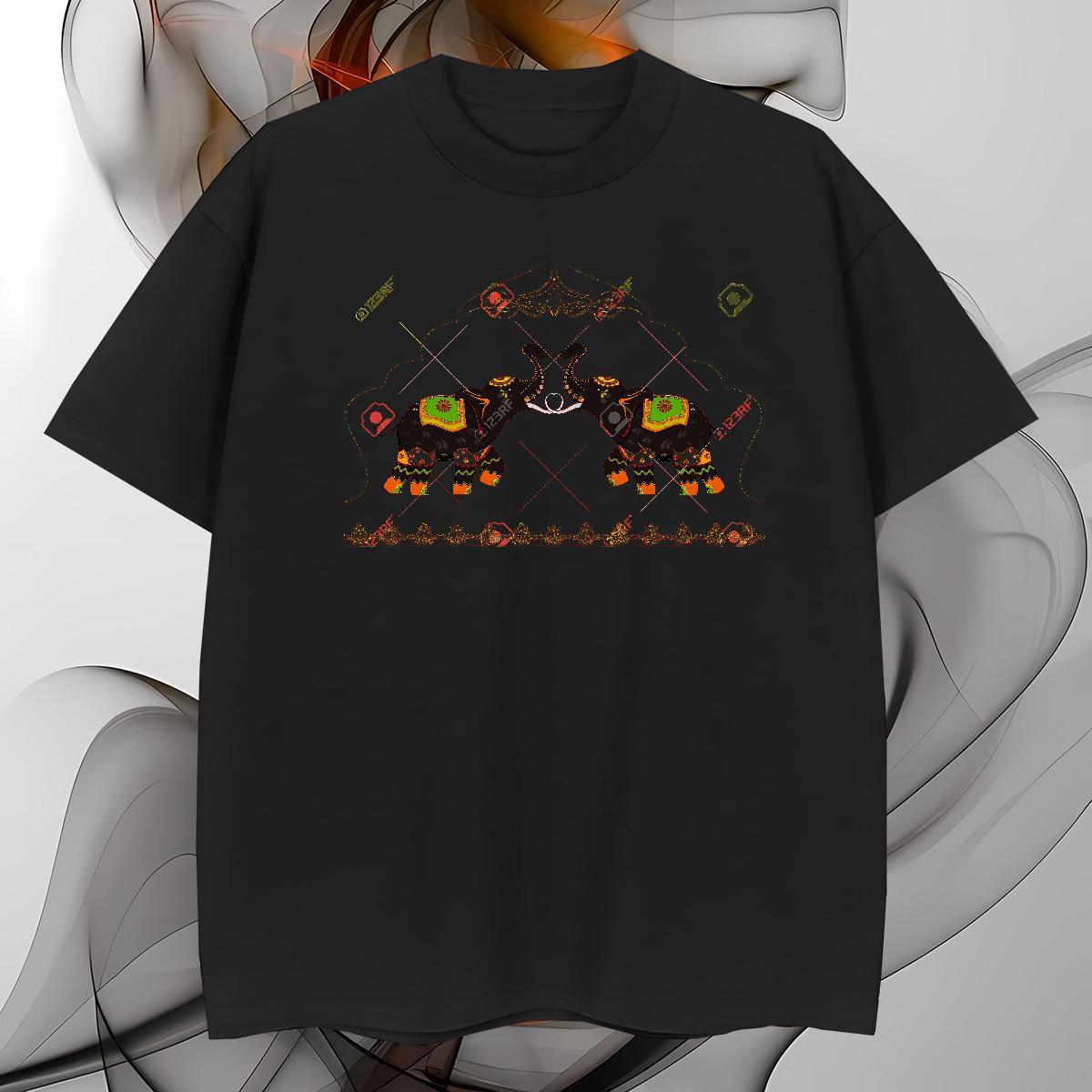 T Shirts Men 100% Cotton 230g elephant Spring Summer Breathable Short Sleeve Anime Tshirts 2024 Popular Top Tees