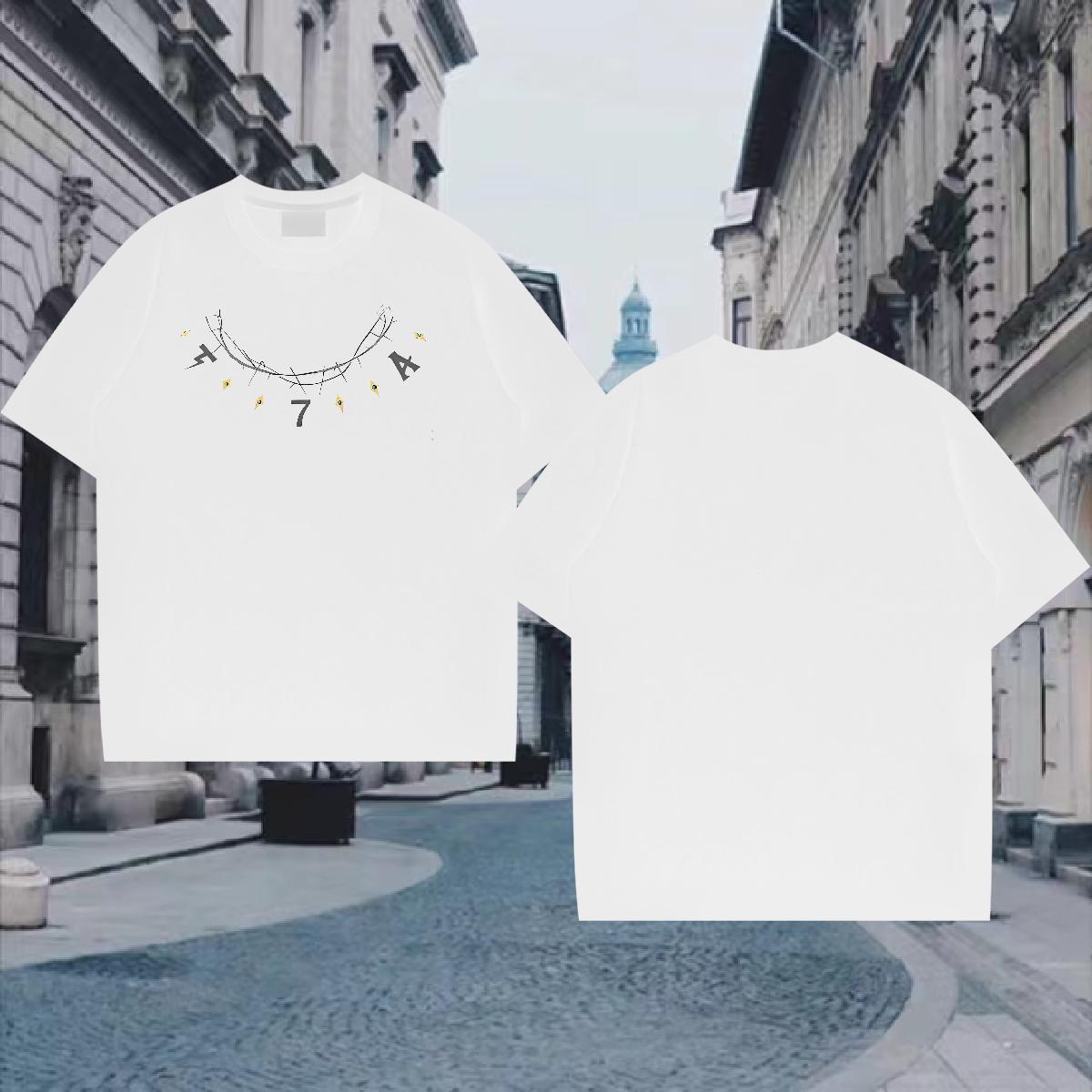 T Shirt For Man 230g Cotton painting Daily Outfit Short Sleeve O-Neck Skull Mens Tshirts Casual New Free Shipping Tops