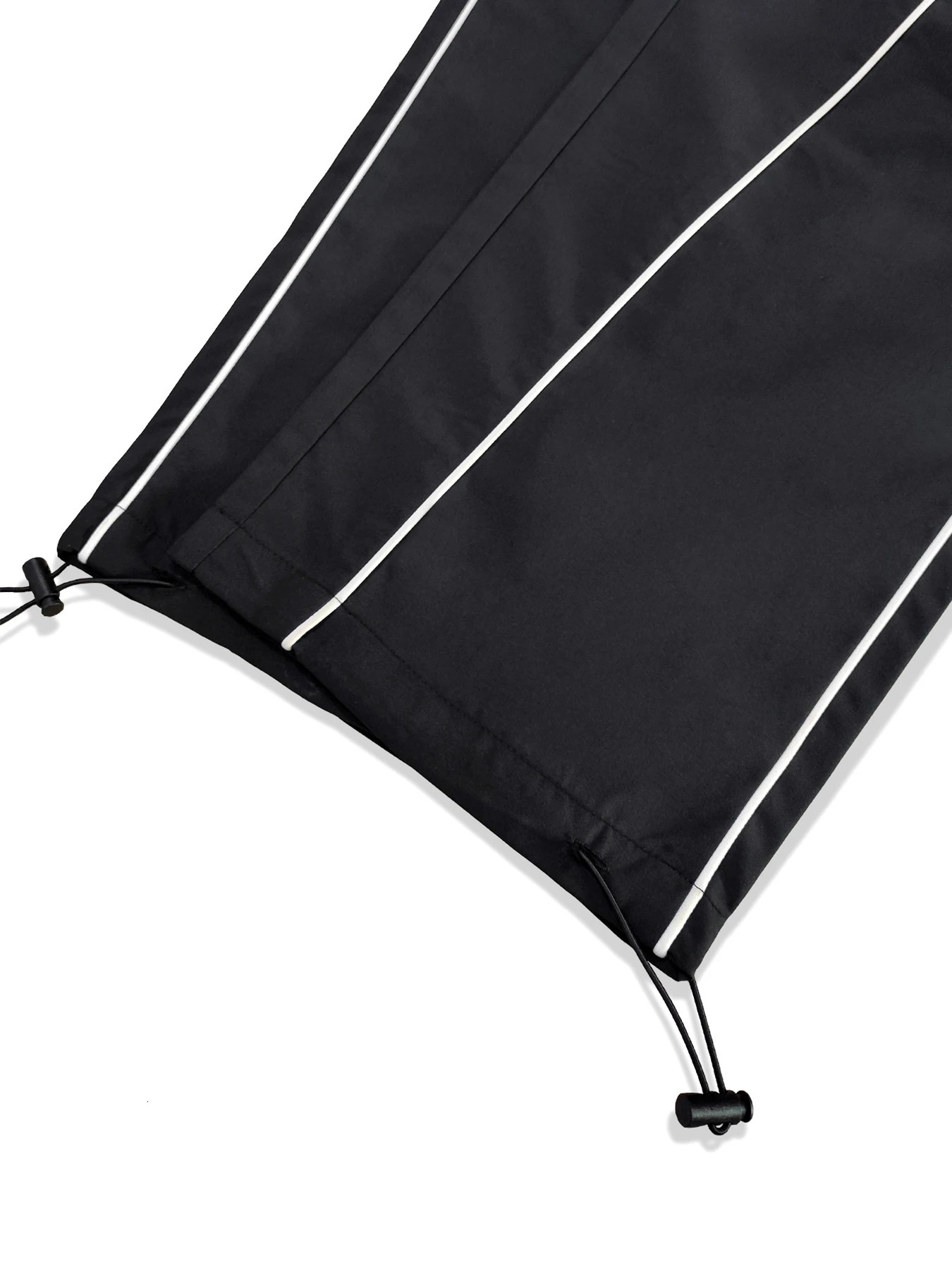 Y2K solid striped contrasting cut drawstring pants casual loose elastic waist pants suitable for spring and summer mens wear240806