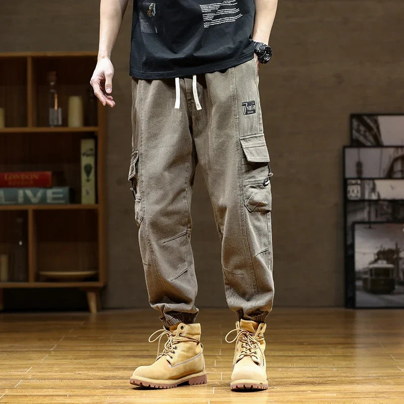 Spring Mens Work Pants Retro Washed Multi Pocket Hunting Windproof Mountaineering Sports Outdoor Solid Color Casual Pant 240806