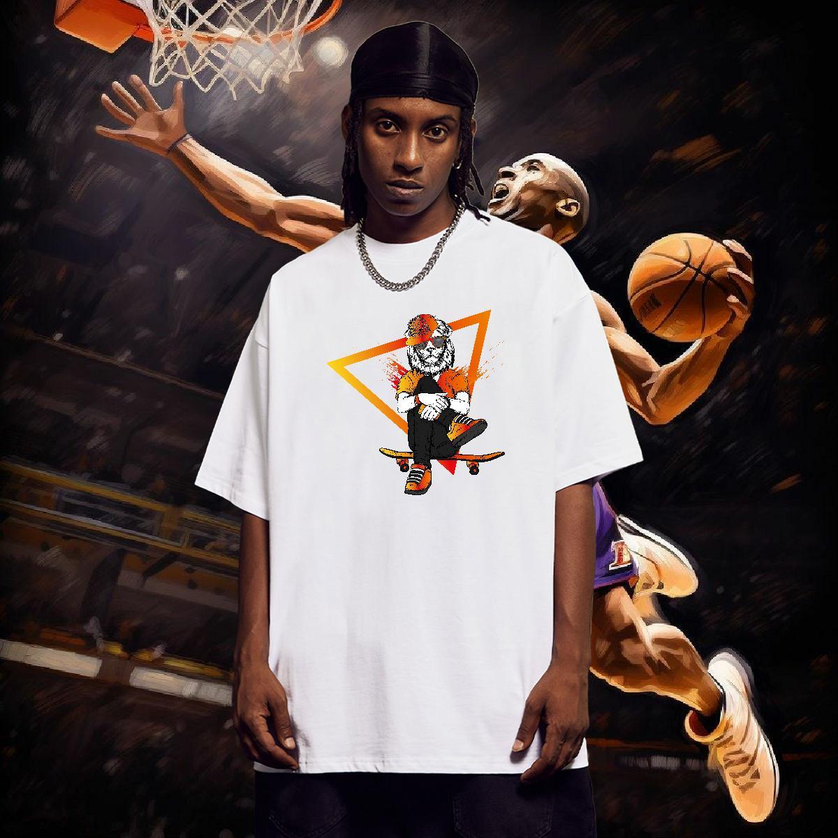 T shirt 100% Cotton 230g lion Casual Beach O-Neck Short Sleeve Plus Size Custom Couples T Shirts Fashion Cool Tees