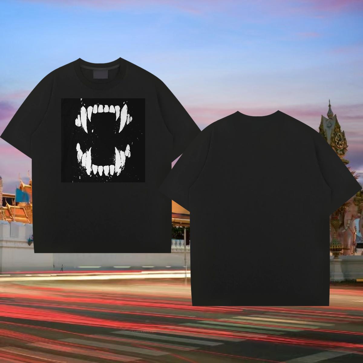 Casual New T-Shirts 230g Pure Cotton wolf Street Wear Tops Shirt Breathable Crew Neck Designer Tshirt for Man Woman Custom Cartoon