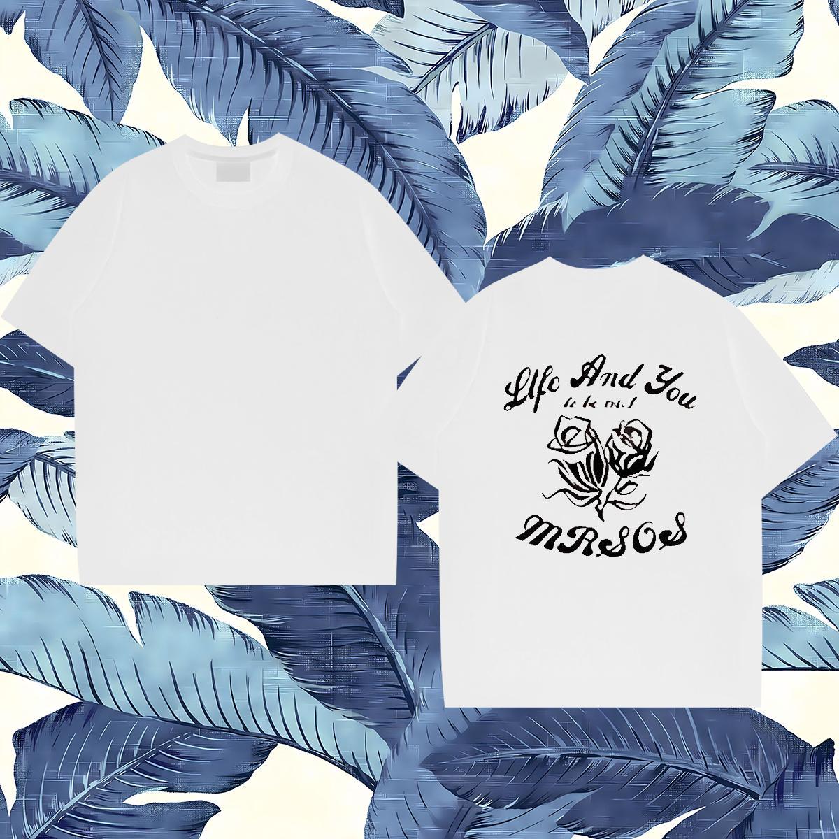 Fashion Mens T Shirts 230g Cotton ROSE Daily Outfit Wear Crew Neck Breathable TOP Quality Men Tops Tees White Plus Size