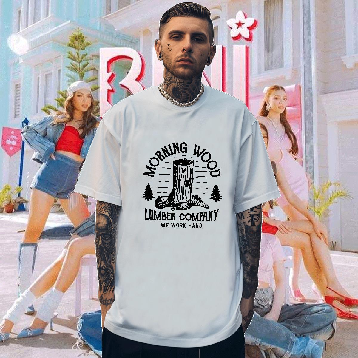 T-Shirts 230g 100% Cotton tree Sports Casual O Neck Short Sleeves Custom Anime Men Tshirts DIY Classic Wear