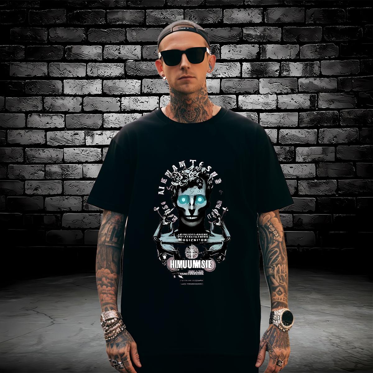 T shirt 230g 100% Cotton portrait Sport Breathable Crew Neck Skull Men Tees Designer TOP Quality Tees Shirts