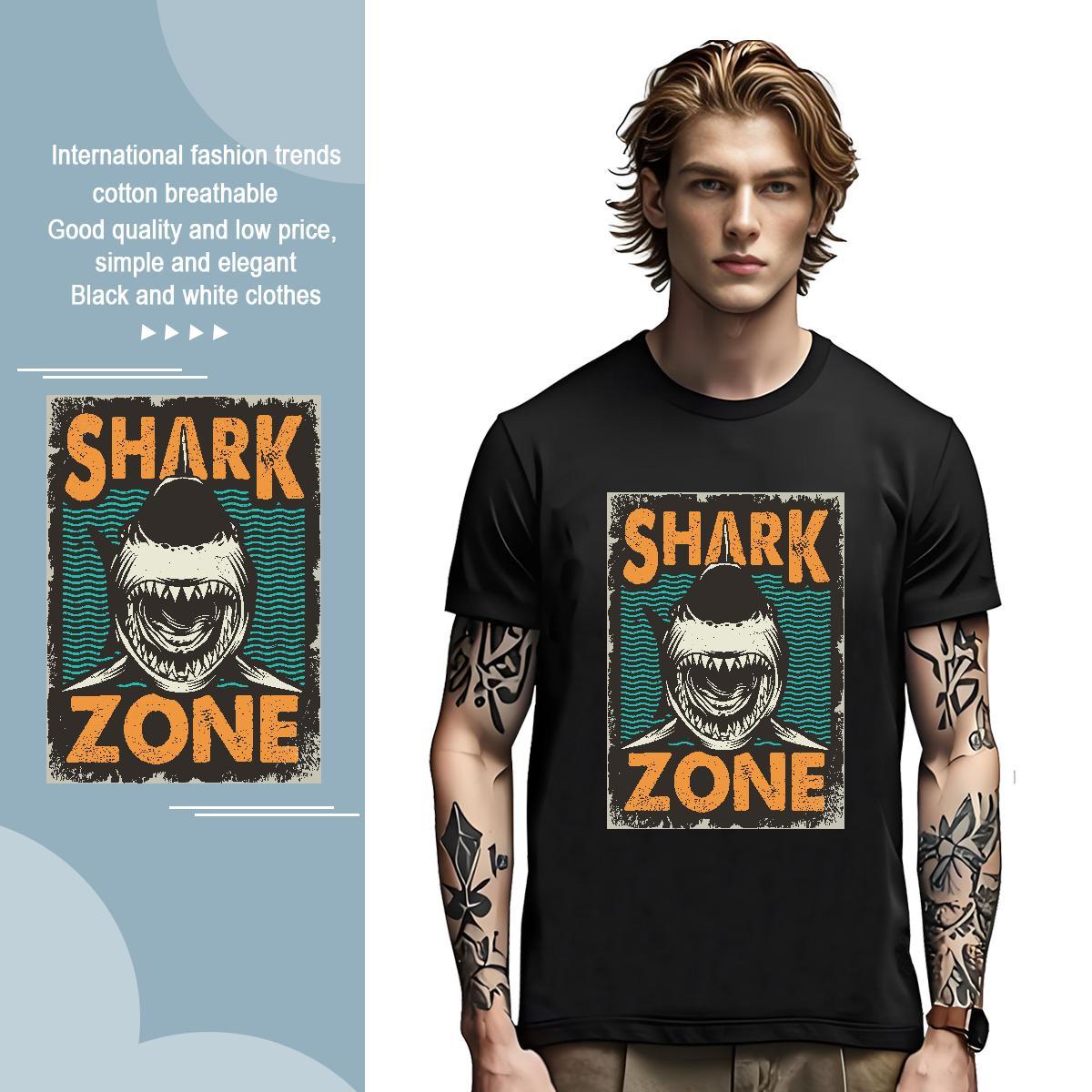 Designer Mens Tshirts 230g Pure Cotton fish T-Shirts for Men Street Wear Breathable Crew Neck Custom Anime Customized Tees Shirts