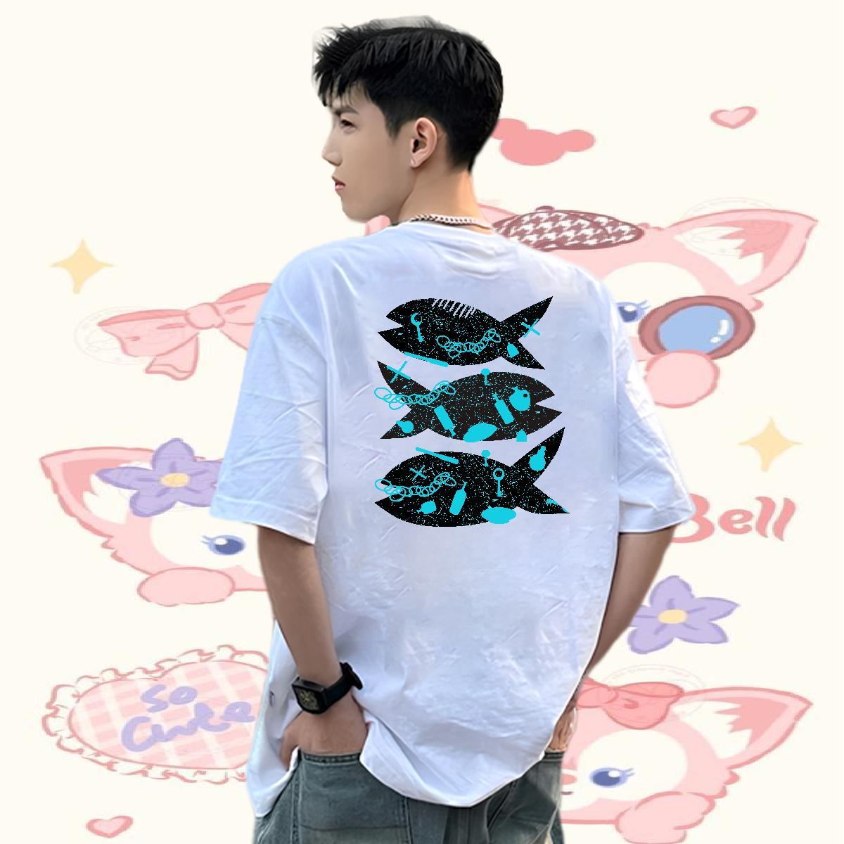 New Arrival T-Shirts for Men 100% Cotton 230g fish Beach Tshirts O-Neck Short Sleeve Designer Mens Tshirts Customized