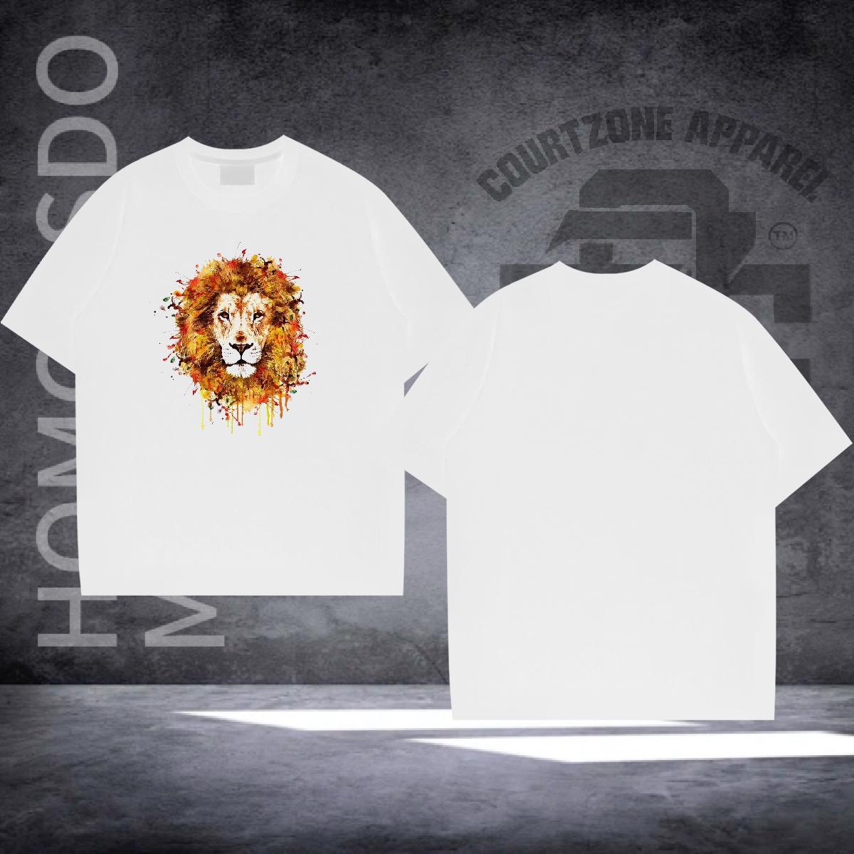 DIY Customized T Shirt For Man 100% Cotton 230g lion Daily Wear Tees Breathable Short Sleeve Classic Men Tees Black White