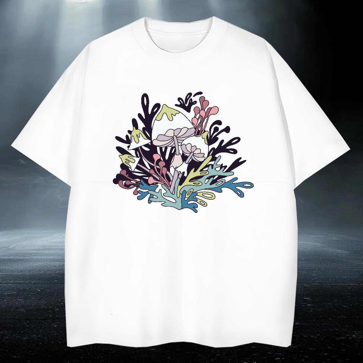 Wholesale Couples T Shirts 230g 100% Cotton Street Wear mushroom Skull Breathable 2024 DIY Man T Shirts Tshirts