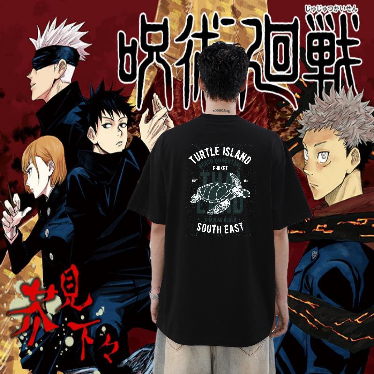 2024 Designer T Shirts Men 230g Cotton Anime Printing Street Clothes O Neck Short Sleeves Loose Tshirt for Man Woman Asian Size
