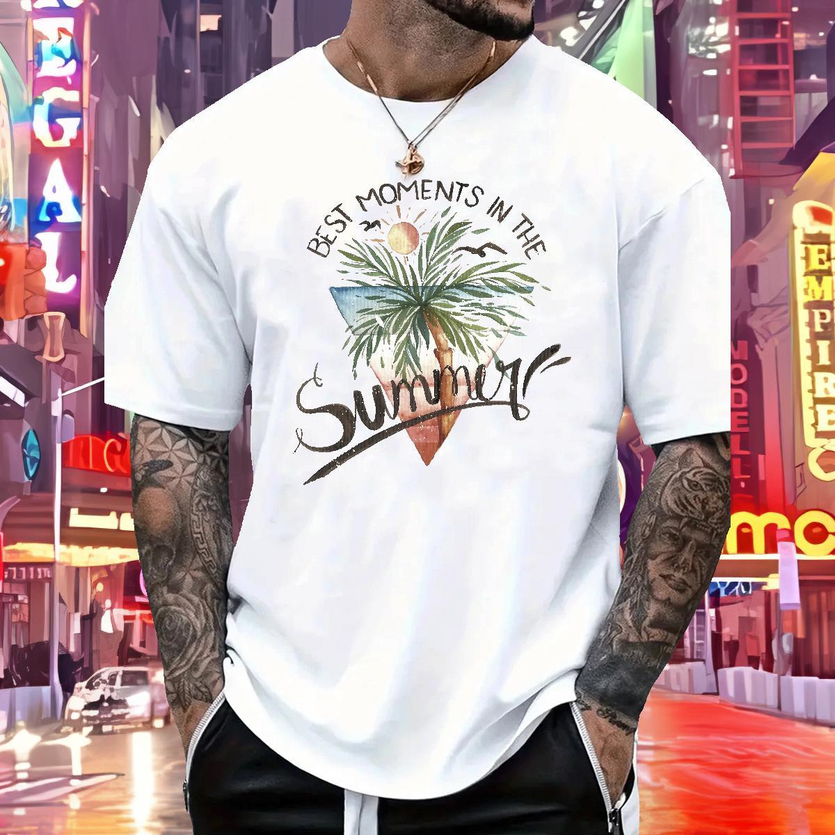 Fashion New T shirt 230g 100% Cotton tree Casual Beach Wear O Neck Short Sleeves Free Shipping Men Tshirts White Plus Size